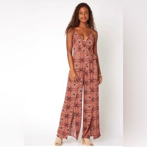Juniper Blu Printed Wrap Front Split Leg Jumpsuit – XS